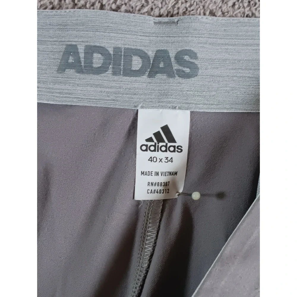Adidas Golf Pants Mens 40x34 Gray Stretch Performance Flat Front Lightweight